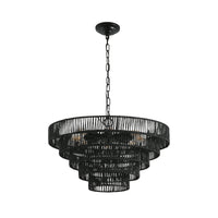 Thumbnail for Rustic 5-Tier Black Hemp Rope Chandelier with 8 E12 Sockets