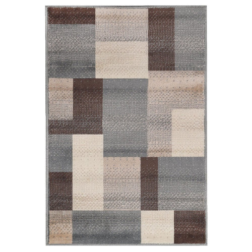 Gray Brown And Cream Patchwork Area Rug