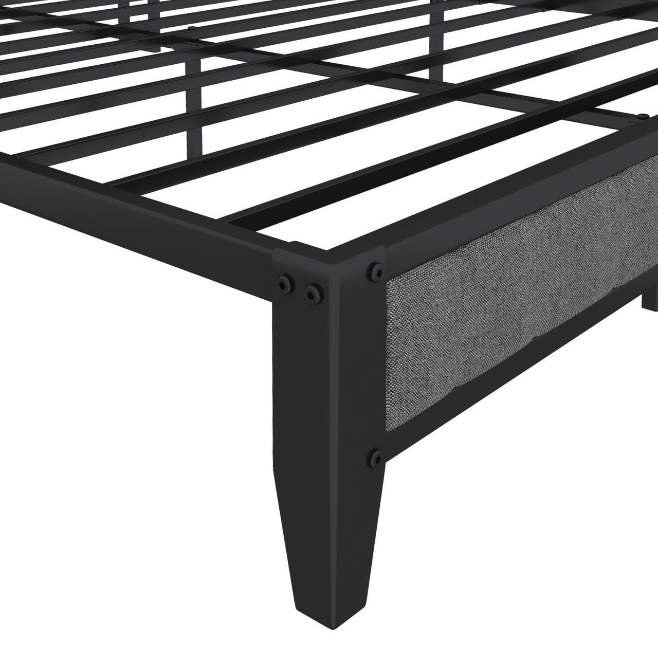 Queen Size Bed Frame With Charging Station & Upholstered Headboard