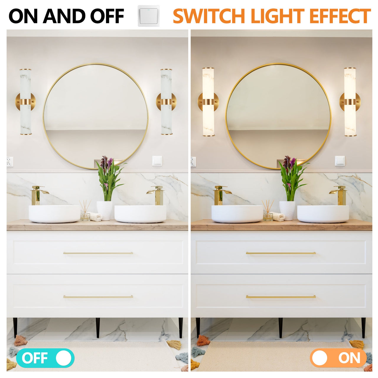Golden and Elegant Resin Wall Sconce