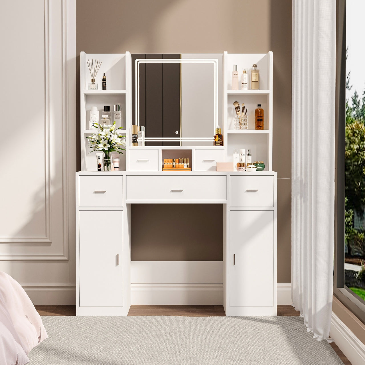 Smart Mirror Dressing Table With Drawers And Storage Cabinet