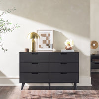 Thumbnail for Mid-Century Hans 6-Drawer Dresser With Cut-Out Handles, Black
