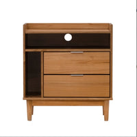 Thumbnail for Mid-Century Modern Solid Wood 2-Drawer Gallery Nightstand - Caramel