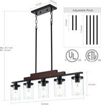 Thumbnail for 5-Light Farmhouse Linear Chandelier