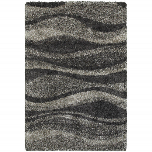 Charcoal Silver And Grey Abstract Shag