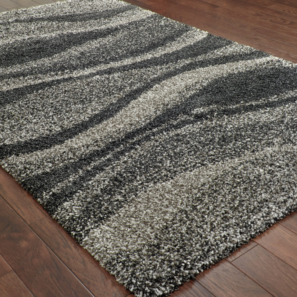 Charcoal Silver And Grey Abstract Shag