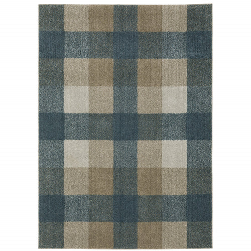 Tan and Gray Geometric Power Loom Area Rug