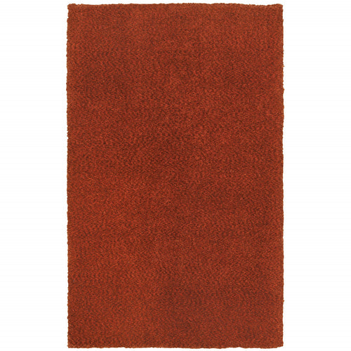Rust Red Shag Tufted Handmade Area Rug