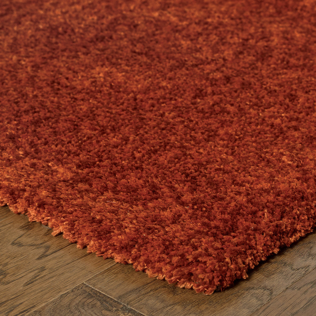 Rust Red Shag Tufted Handmade Area Rug