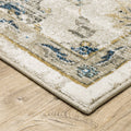 Beige And Gold Oriental Distressed Area Rug