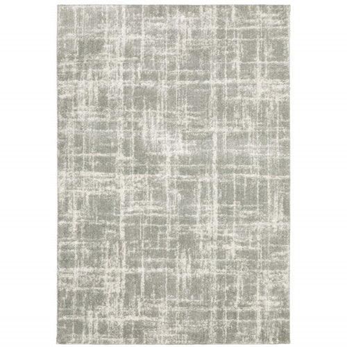 Grey And Ivory Abstract Shag Stain Resistant