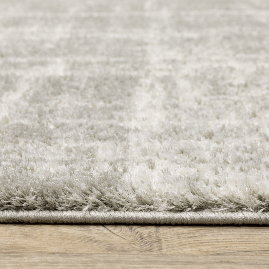 Grey And Ivory Abstract Shag Stain Resistant