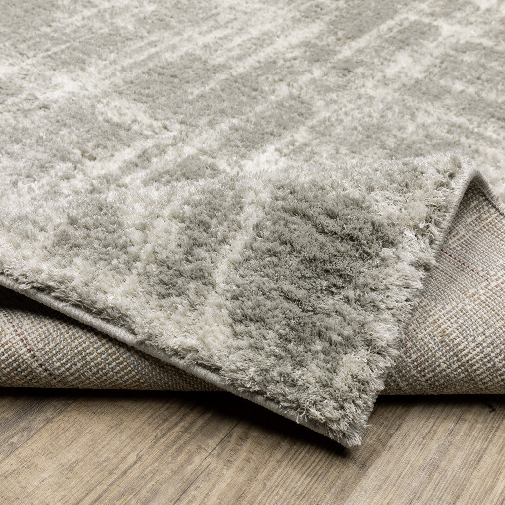 Grey And Ivory Abstract Shag Stain Resistant