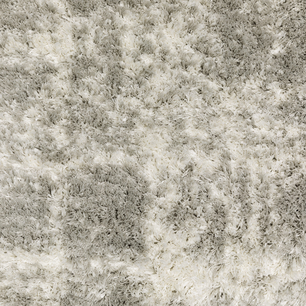 Grey And Ivory Abstract Shag Stain Resistant