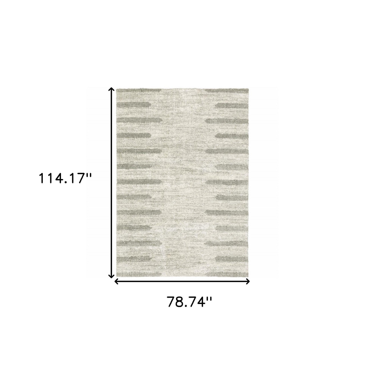 Ivory And Grey Geometric Shag