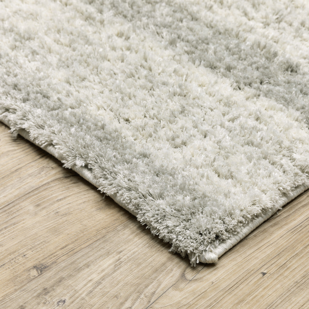 Ivory And Grey Geometric Shag