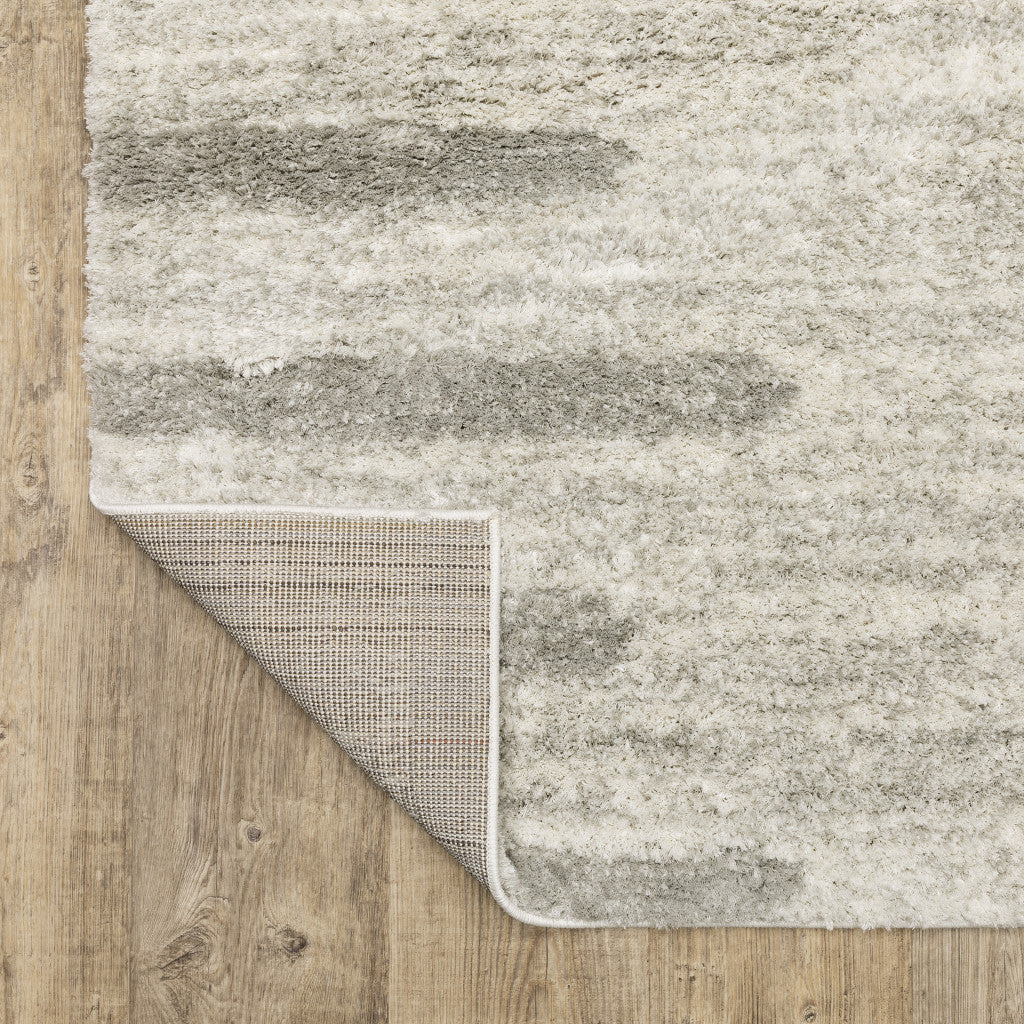 Ivory And Grey Geometric Shag