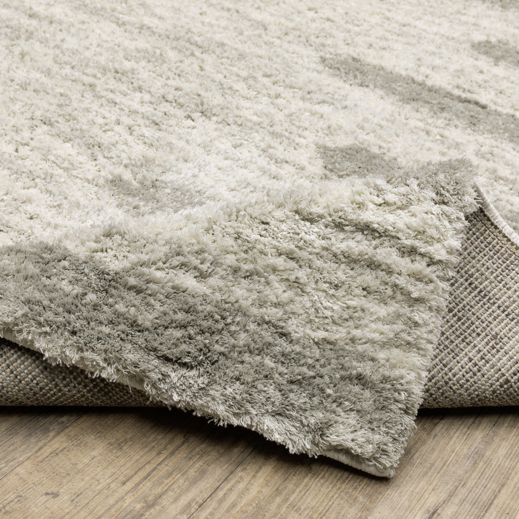 Ivory And Grey Geometric Shag
