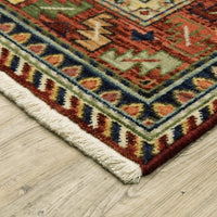 Thumbnail for Red and Ivory Oriental Power Loom Runner Rug