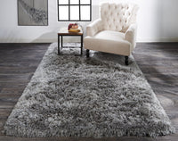 Thumbnail for Gray Silver And Taupe Shag Tufted Handmade