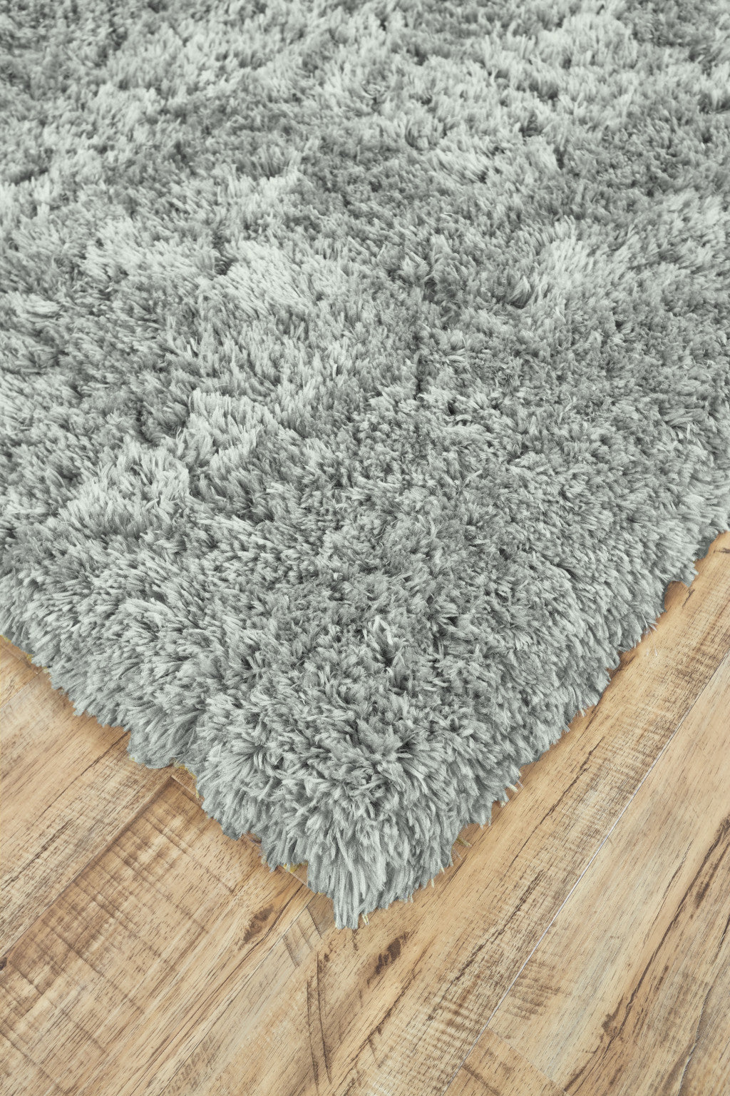Gray Silver And Taupe Shag Tufted Handmade