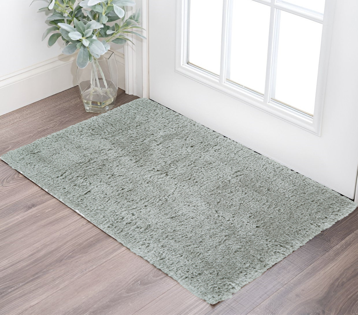 Gray Silver And Taupe Shag Tufted Handmade