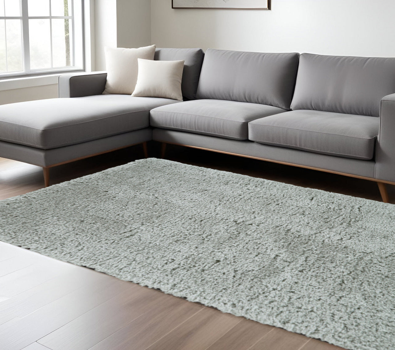 Gray Silver And Taupe Shag Tufted Handmade