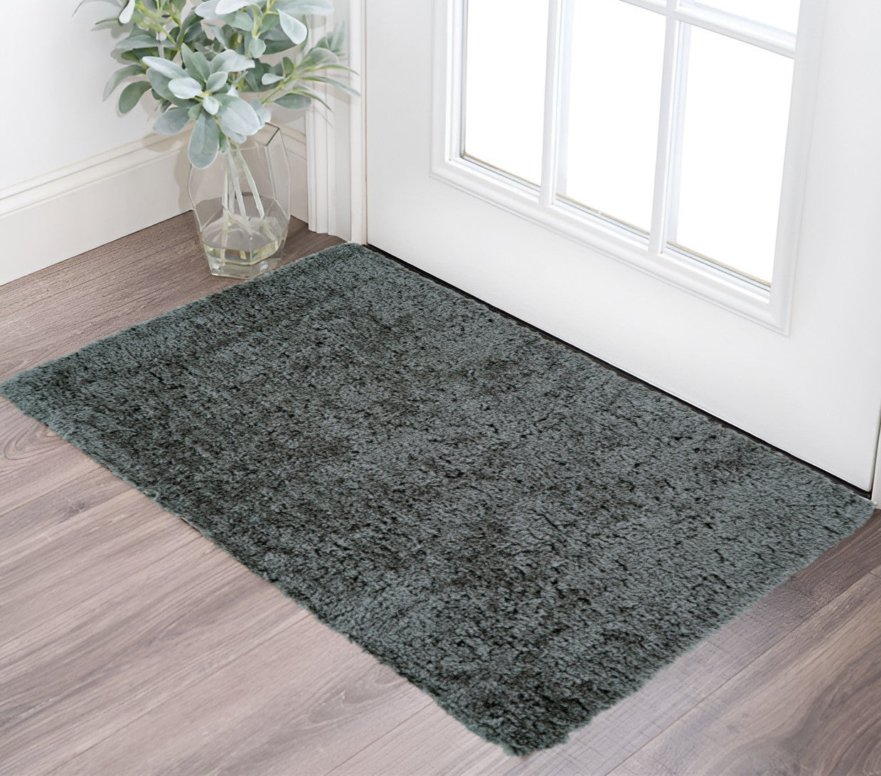 Gray Silver And Taupe Shag Tufted Handmade