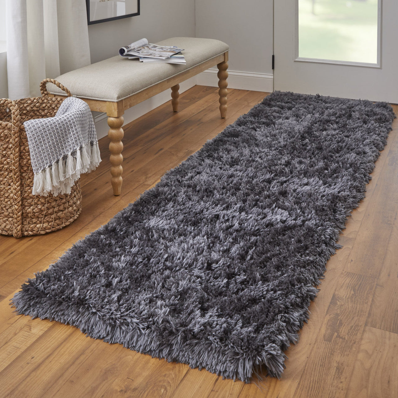 Gray Silver And Taupe Shag Tufted Handmade