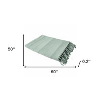 Thumbnail for Gray Woven Cotton Striped Throw Blanket