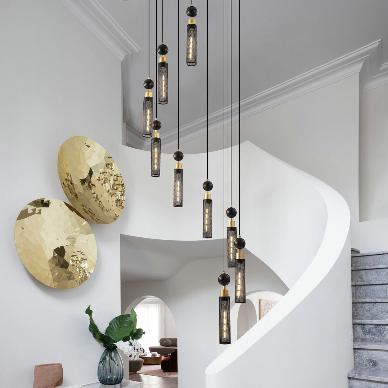 Modern Industrial Multi-Light Pendant Chandelier