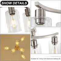 Thumbnail for 6-Light Brushed Nickel Industrial Glass Chandelier