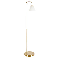 Thumbnail for Brass Arched Floor Lamp With White Frosted Glass Cone Shade