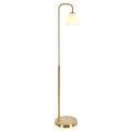 Brass Arched Floor Lamp With White Frosted Glass Cone Shade