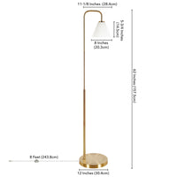Thumbnail for Brass Arched Floor Lamp With White Frosted Glass Cone Shade