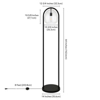 Thumbnail for Black Column Floor Lamp With Clear Seeded Glass Globe Shade