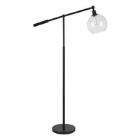Thumbnail for Black Reading Floor Lamp With Clear Seeded Glass Globe Shade