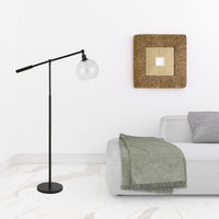 Thumbnail for Black Reading Floor Lamp With Clear Seeded Glass Globe Shade