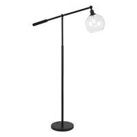 Thumbnail for Black Reading Floor Lamp With Clear Seeded Glass Globe Shade