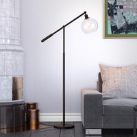Thumbnail for Black Reading Floor Lamp With Clear Seeded Glass Globe Shade