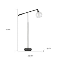 Thumbnail for Black Reading Floor Lamp With Clear Seeded Glass Globe Shade