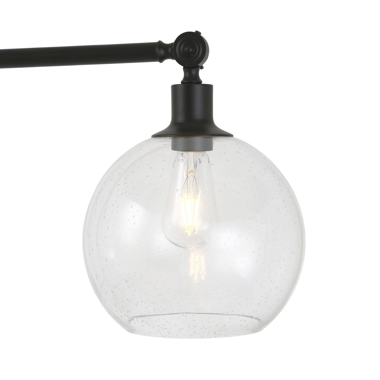 Black Reading Floor Lamp With Clear Seeded Glass Globe Shade