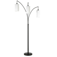 Thumbnail for Black Three Light Torchiere Floor Lamp With White Frosted Glass