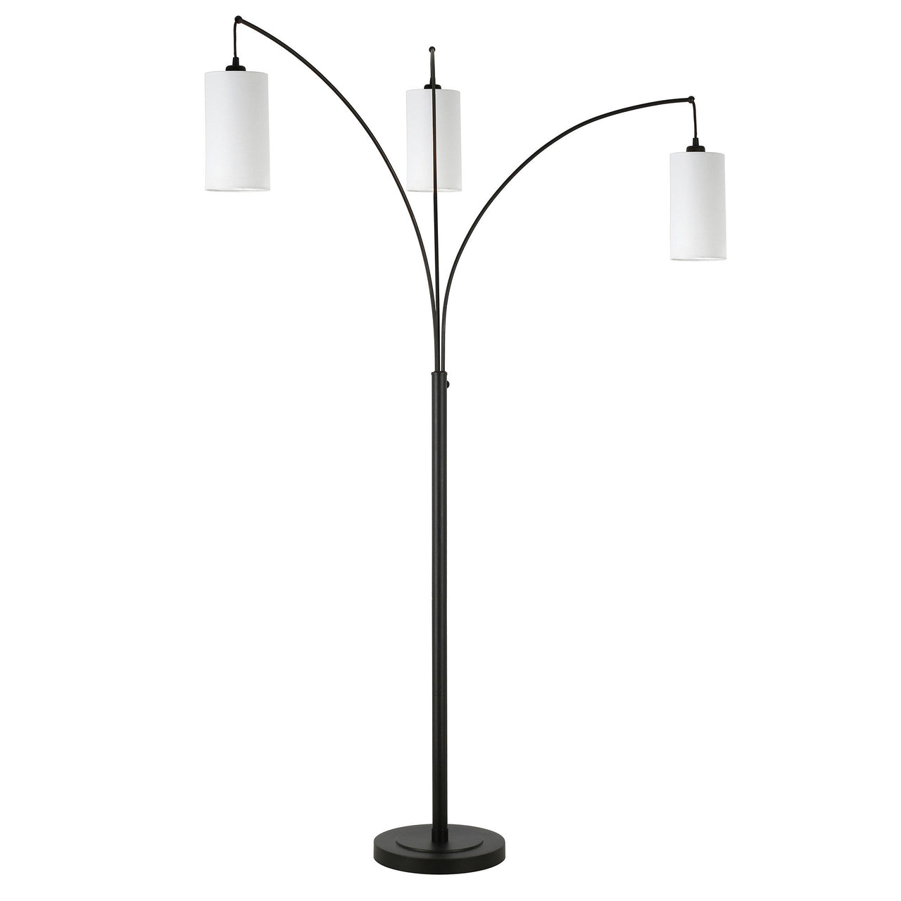Black Three Light Torchiere Floor Lamp With White Frosted Glass