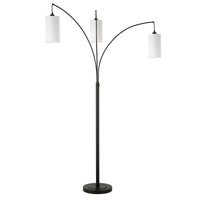 Thumbnail for Black Three Light Torchiere Floor Lamp With White Frosted Glass