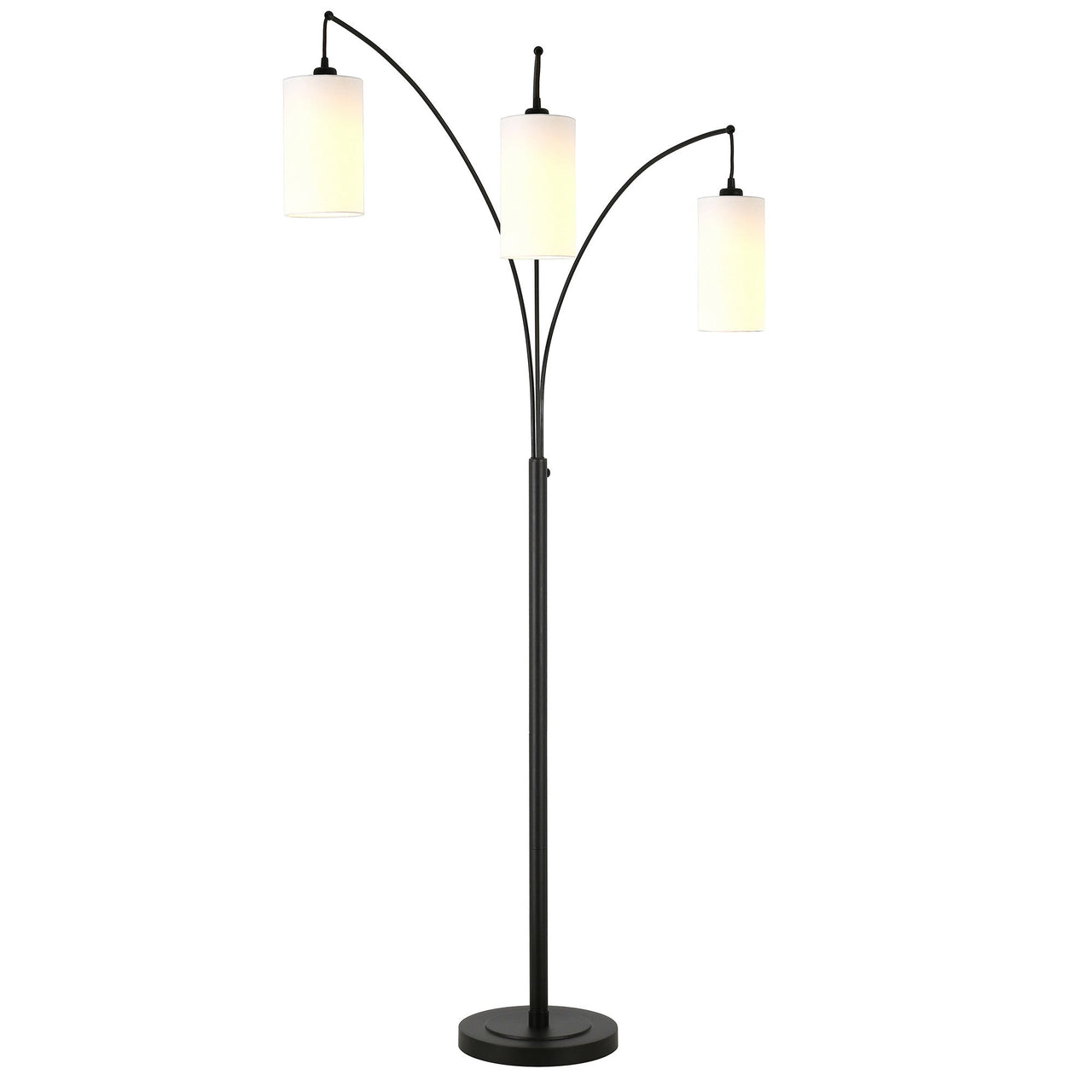 Black Three Light Torchiere Floor Lamp With White Frosted Glass