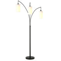 Thumbnail for Black Three Light Torchiere Floor Lamp With White Frosted Glass
