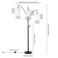 Thumbnail for Black Three Light Torchiere Floor Lamp With White Frosted Glass