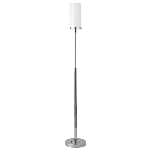 Nickel Torchiere Floor Lamp With White Frosted Glass Drum Shade