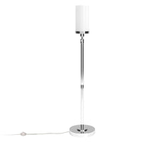 Thumbnail for Nickel Torchiere Floor Lamp With White Frosted Glass Drum Shade